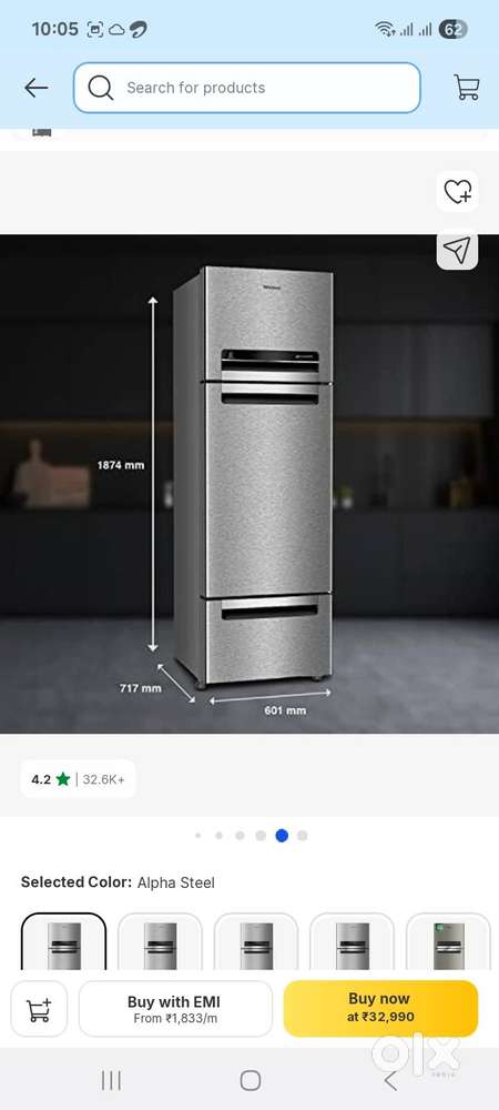 Whirlpool Triple Door 300 L 5‑Star Refrigerator] energy efficient