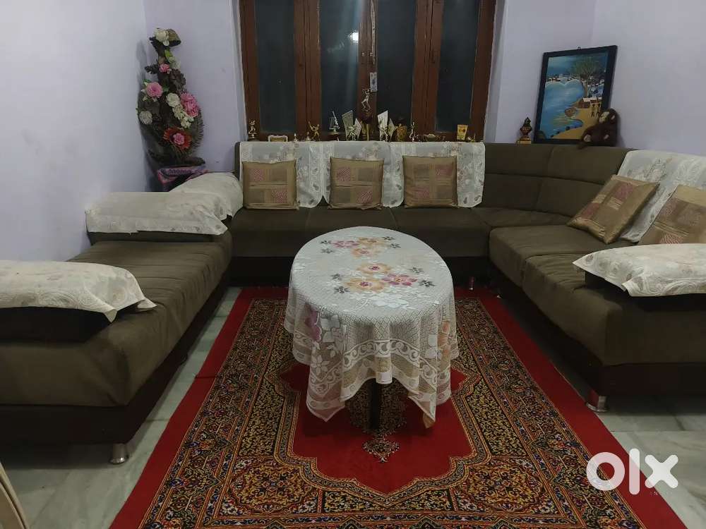 Double bed, Computer table, 8 seater Well condition sofa