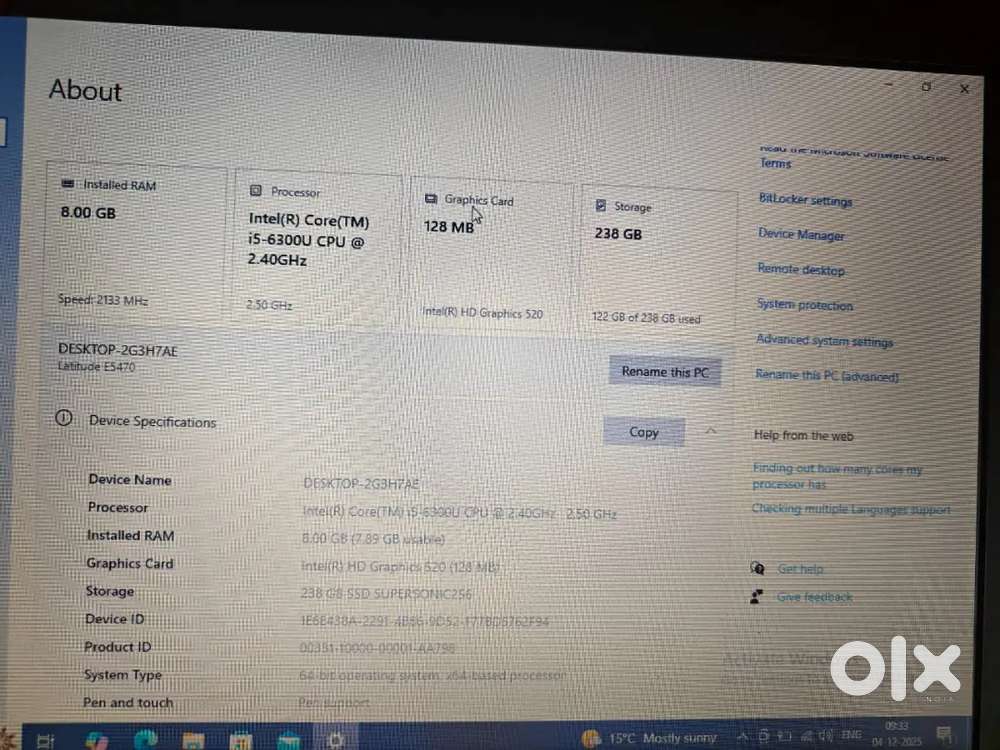 Dell Latitude E5470  i5 6th Gen  8GB RAM  256GB SSD  Ready to Use