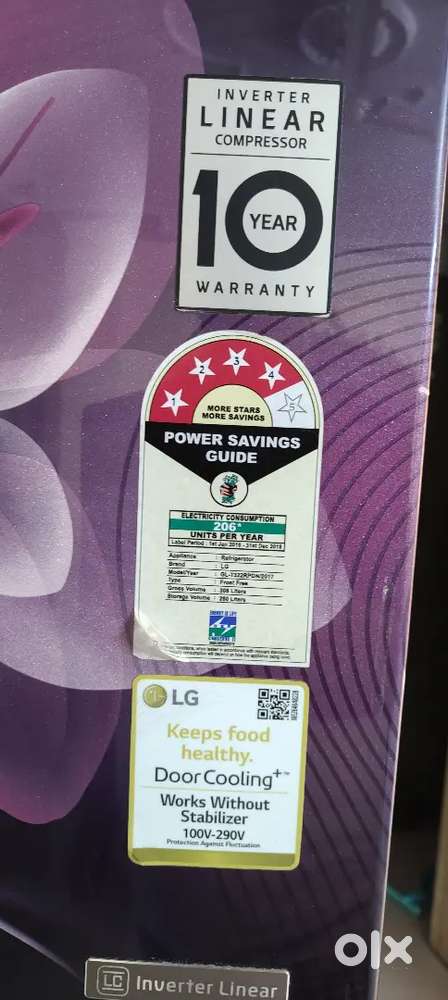 LG double door 308 Ltrs refrigerator,