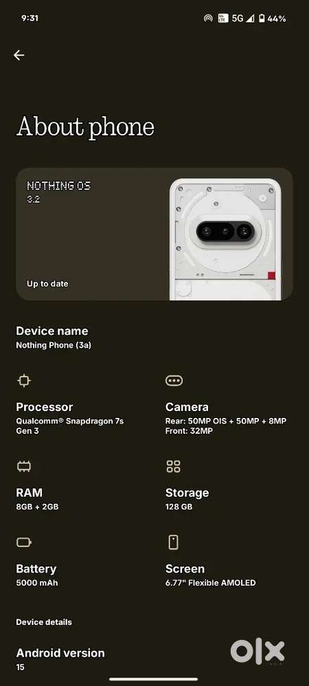Nothing 3a storage 128 GB