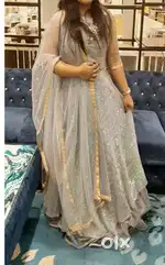 Sequinned grey lehenga