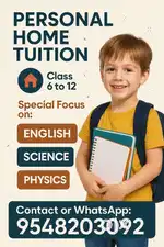 Personal home tuition available 6th to 12th