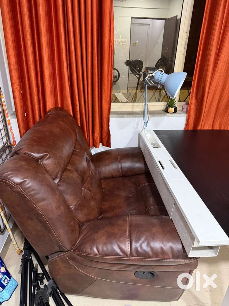 Sofa set recliner - leather - brown