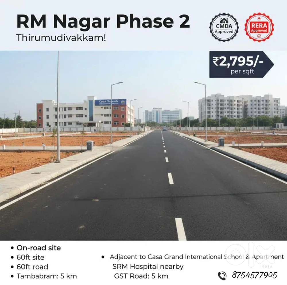 Thirumudivakkam on Villa plots Residential Near Tambaram