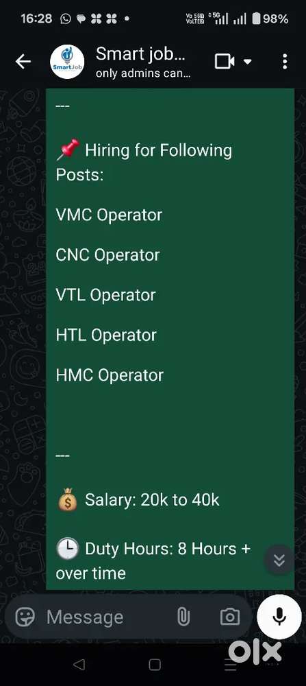 CNC VMC HMC VTL HTL operator