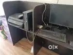 Two slots computer table with printer