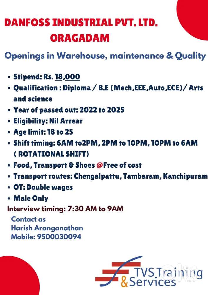 Direct Walk-in  Interview at Danfoss
