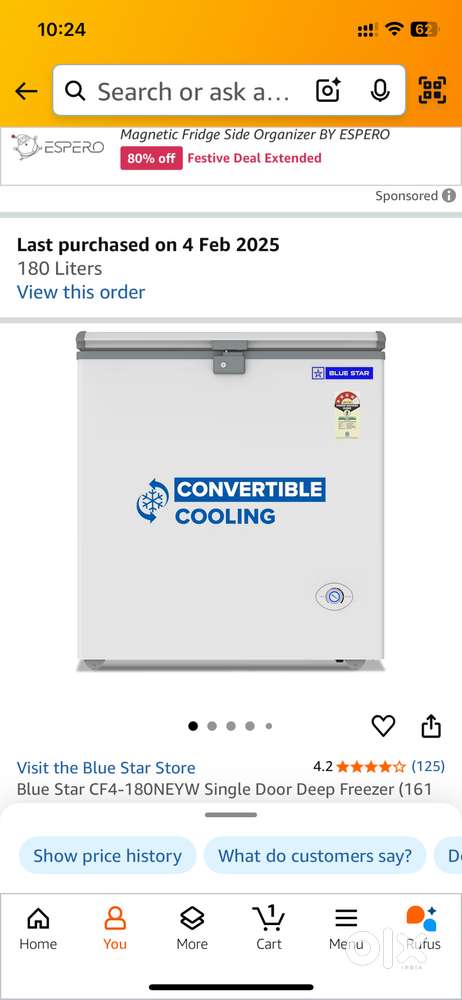 Blue star single door deep freezer