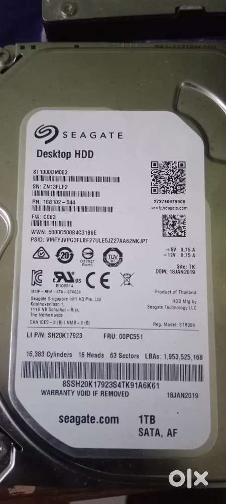 1tb Seagate HDD SATTA WORKING CONDITION