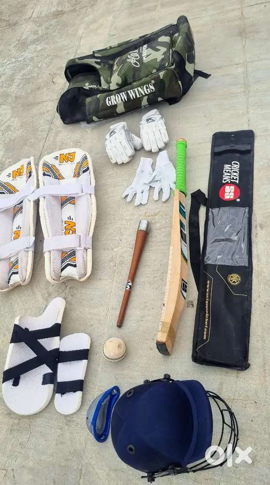 Cricket Kit, 1 Leather bat, 2 Batting Pads, 2 Gloves, 1 Spartan Helmet