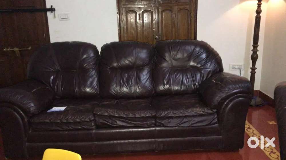 Imported leather 3 seater  sofa convertible to a queen size bed