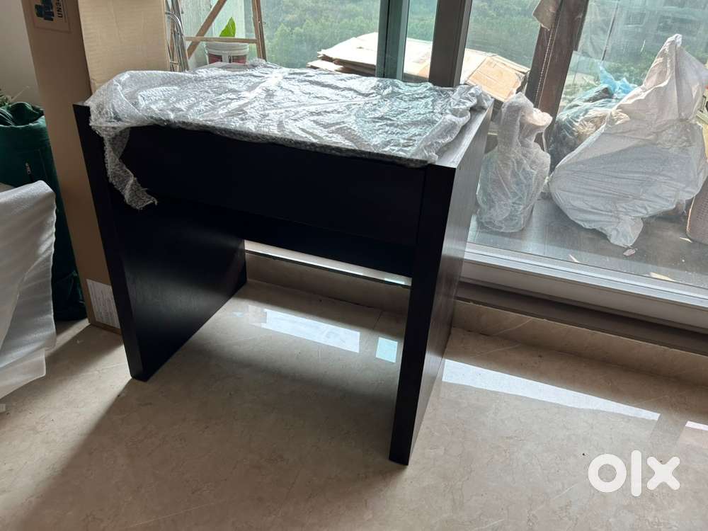 Glass top computer table with computer chair