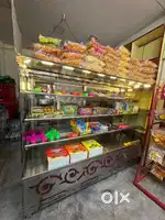 Sweet showcase,puffs machine,juice stall