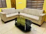 Sparingly used corner sofa set with Teapoy