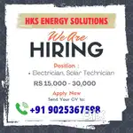 WE ARE HIRING – Salary ₹15K to ₹40K – Join HKS Energy Solutions!
