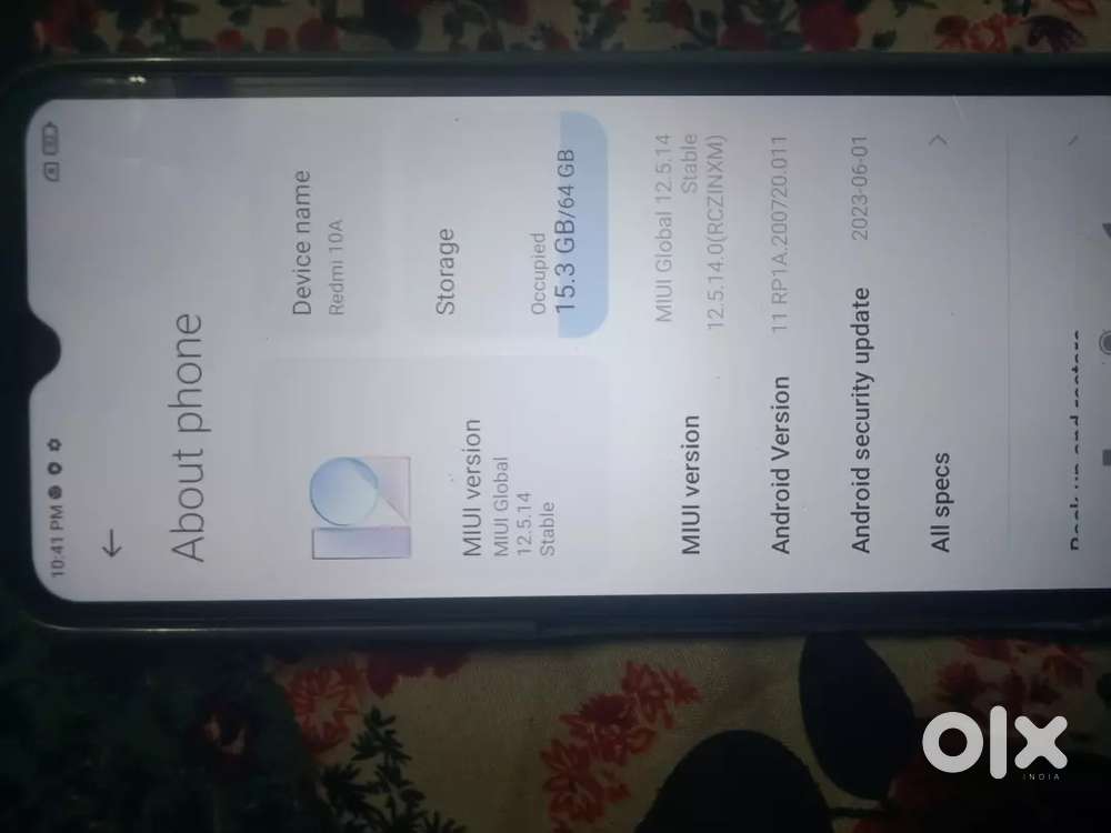 Redmi 10A, 2023 model,64 GB nternal storage + 5 GB Ram