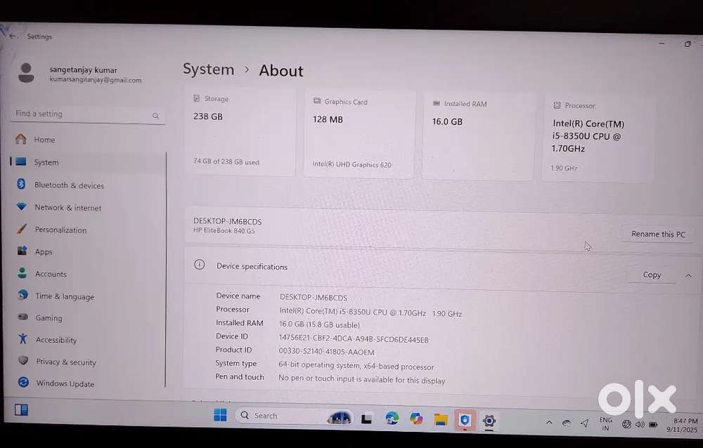 HP Elite book 840g5