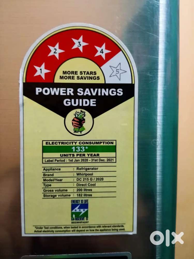 Whirlpool Refrigerator gross volume 200litre