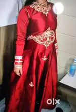 Ladies maroon colour gown for karva chauth