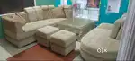 Brand - parin 7 seater sopha with table and two puffy , 3 year old