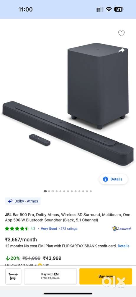 Jbl bar 500 pro Dolby atmos