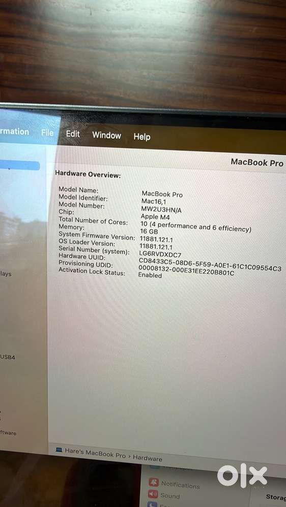 One month old MacBook Pro M4 14 Inch (2024 Model) for sale