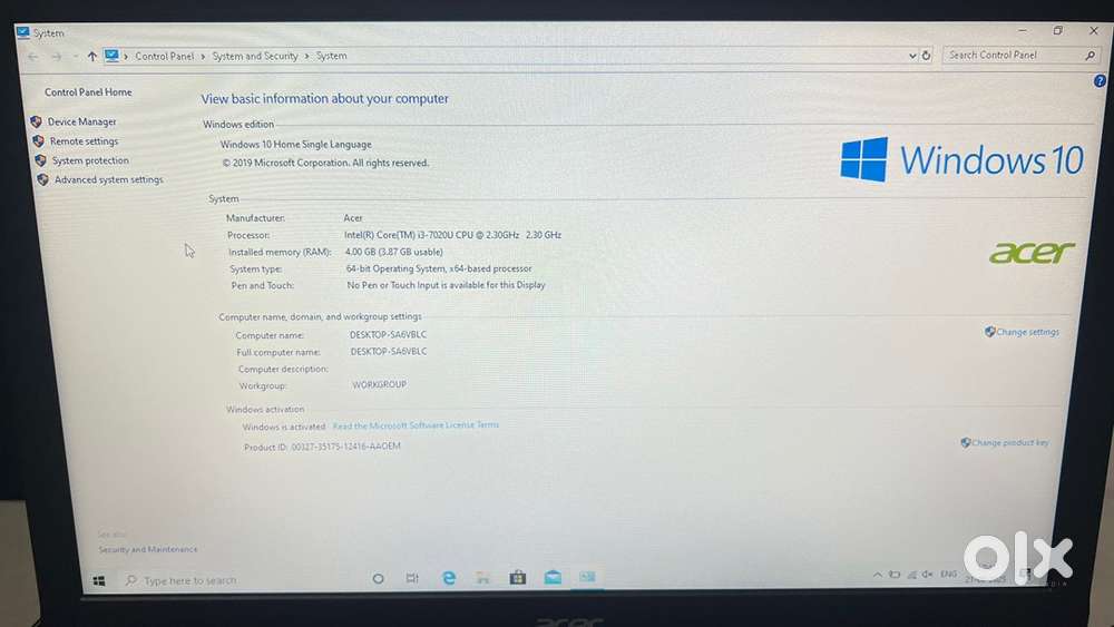 Acer i3 7 Generation