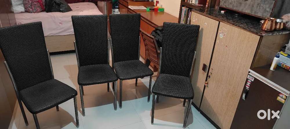 Set of 6 stainless steel dining chairs