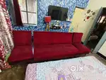 Wooden Sofa with velvet upholstery, 3+1+1 seater