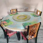 Wood Wonder Glass Top Six Seater Dining Set For Home