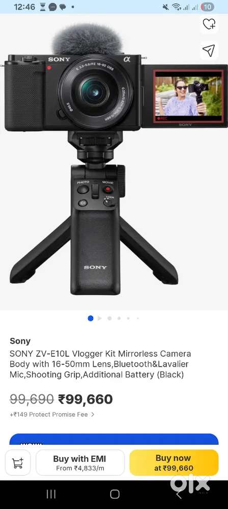 Camera Sony zv e10L with handle