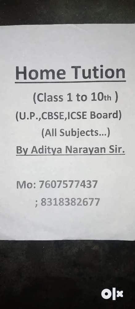Home Tution for class 5th to10th student CBSE, ICSE,& UP BOARD
