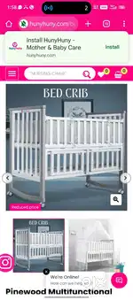 Baby Cot Baby Bed with Rocking made of Pine Wood
