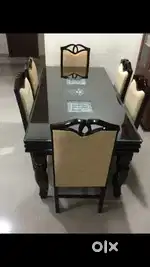 6 chair dinning table with designing table with glass and beautiful