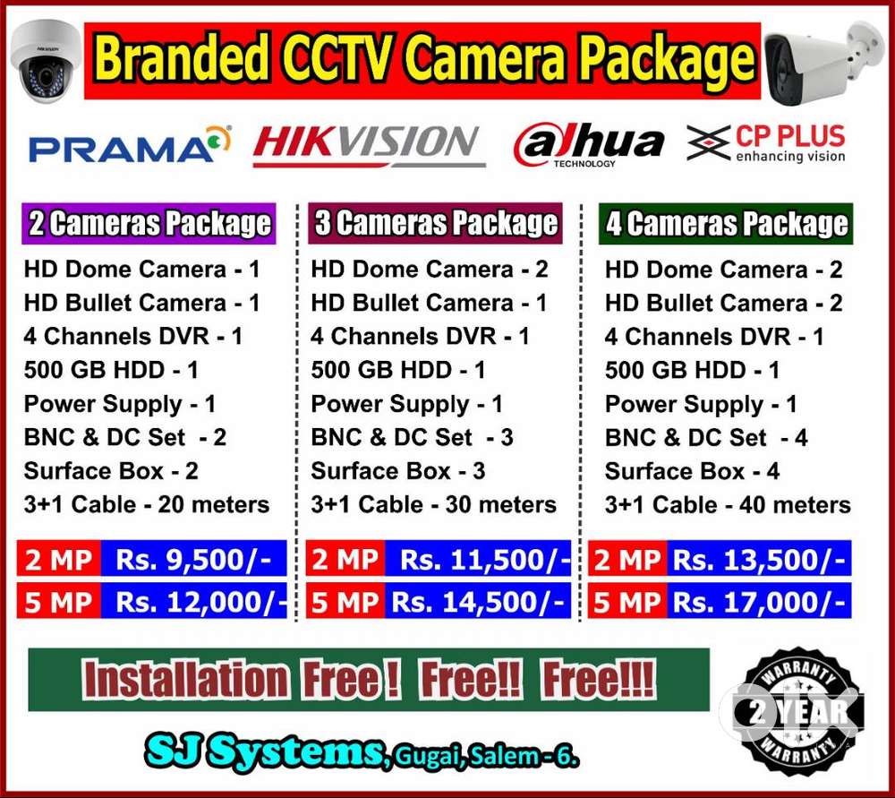 2MP & 5MP HIKVISION, DAHUA or CP PLUS CCTV CAMERA DAY & NIGHT
