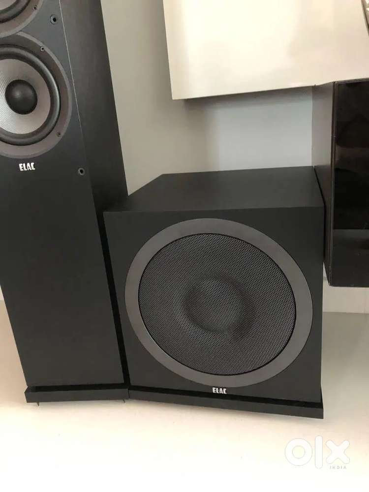Elac tower speaker and subwoofer