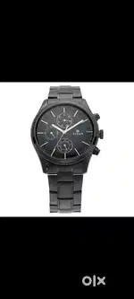 Titan  black round dial metal strap watch