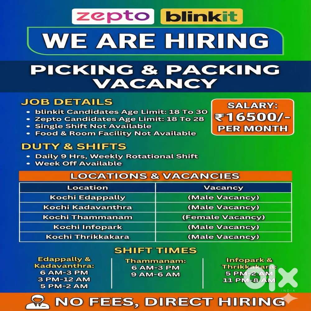 Thammanam blinkit Female Packing Picking vacancy