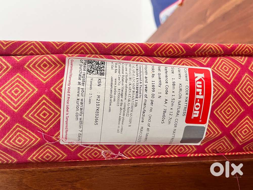 Kurl On queen size coir Mattress 78x60x5