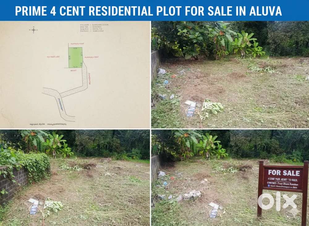 Prime 4 cent residential plot for sale in Aluva.