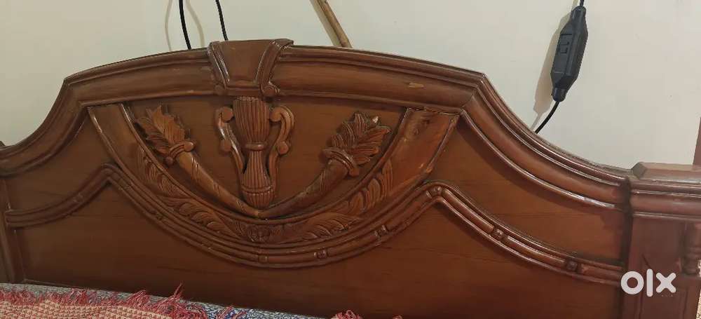 Teak Wood Double Cot-Queen Size