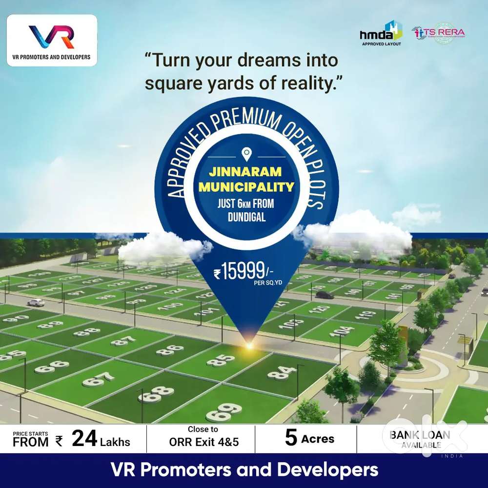 Gated community villa plots @ jinnaram