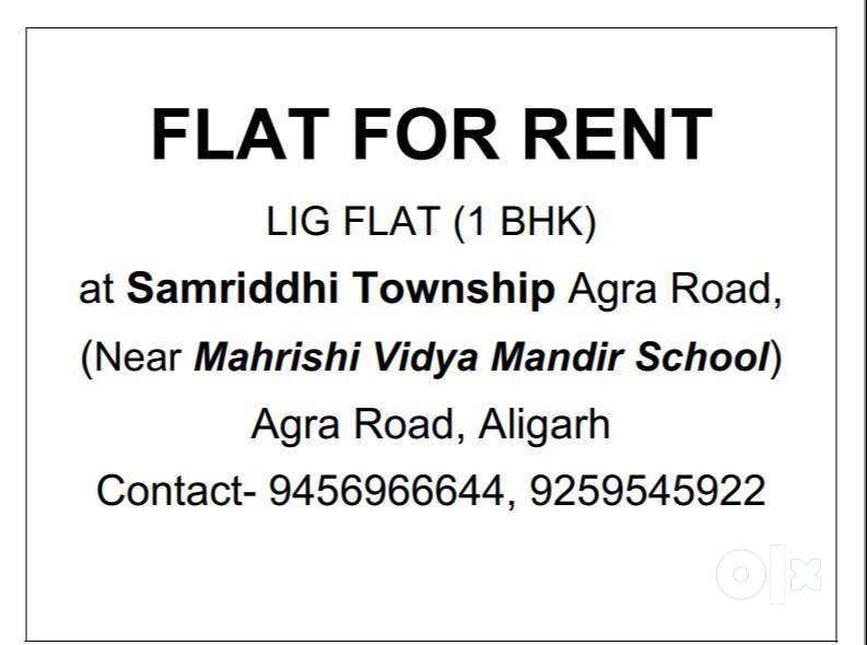 FLAT FOR RENT AT SAMRIDHI TOWNSHIP AGRA ROAD ALIGARH