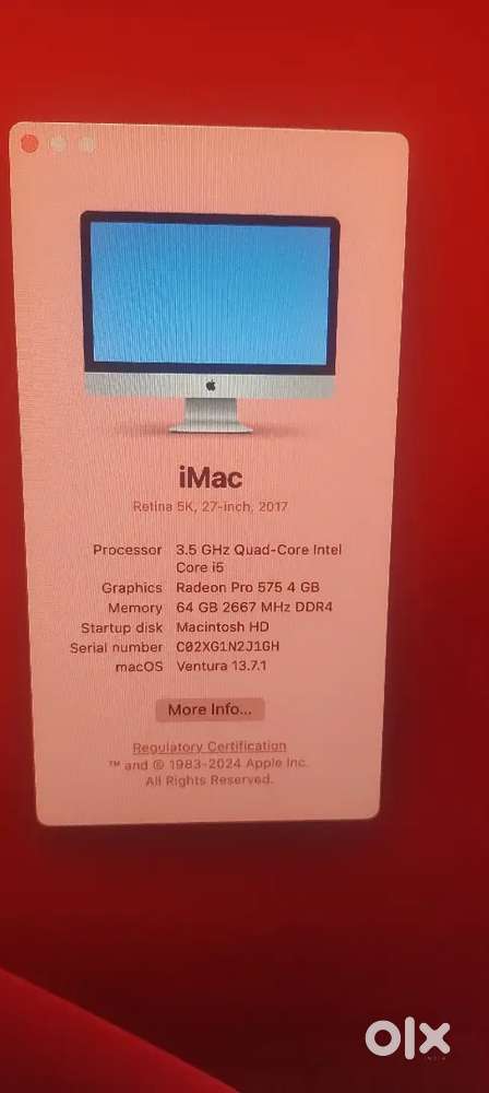 Imac 5k, 27 inches 2017 model