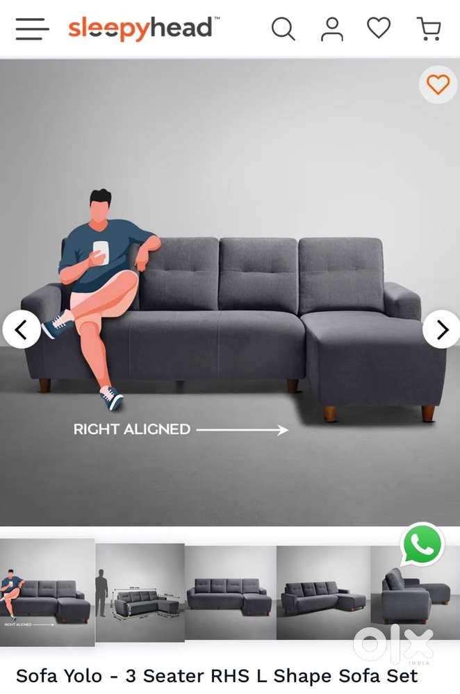 Sleepy head Sofa Yolo - 3 Seater RHS L Shape Sofa Set