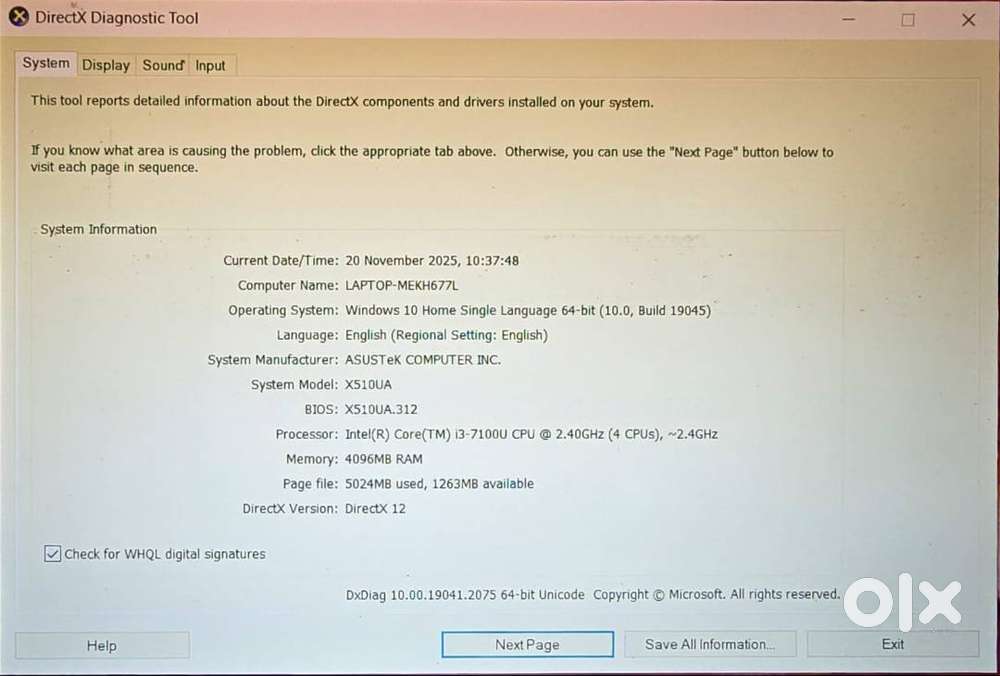 Asus Laptop with Finger Print scanner