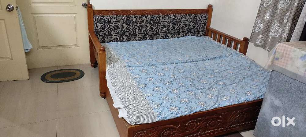 Pure Sagwan(Teak) Wood (2 units) Sofa Cum Bed with Storage