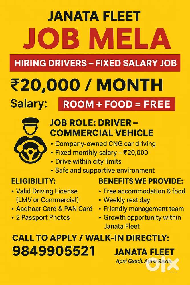 Day by day shift need permanent drivers for ola