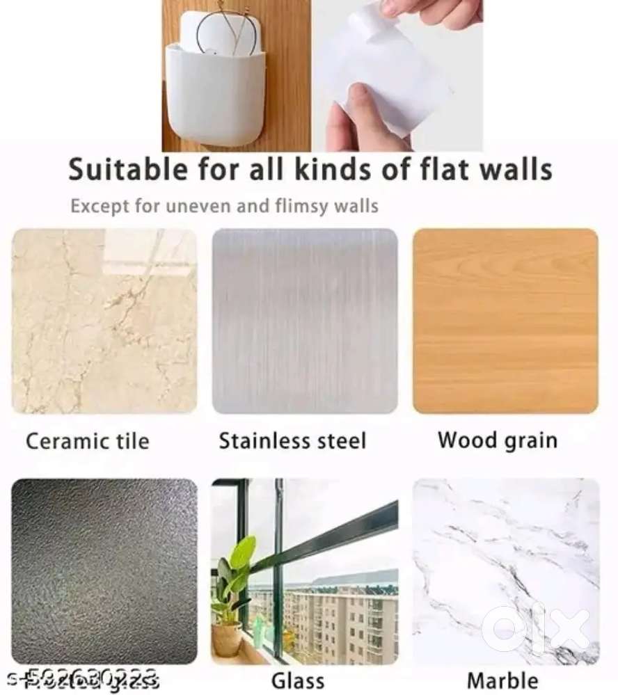 Mobile and accessories holder on wall